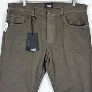 Paige Normandie Jeans Pants Mens 34 (36x30) Brown Stretch Straight Leg Preppy